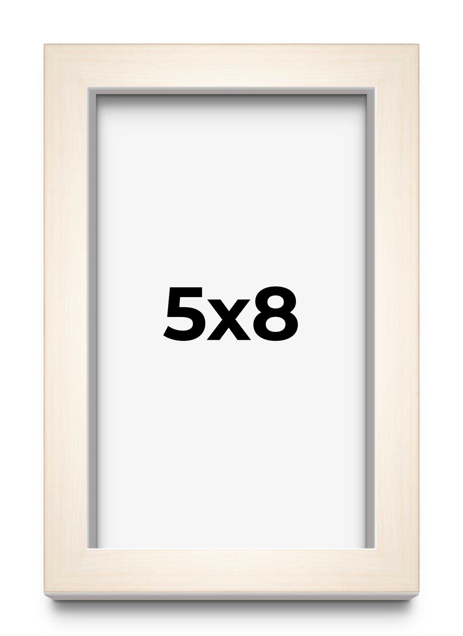 Photo Size Modernist White Picture Frame - UV Acrylic, Foam Board Backing, Hanging Hardware